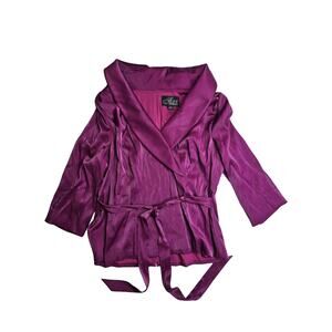 Alex Evenings Tie Waist Brushed Satin Top Women's Size XL Purple